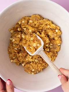 Caramel Biscuit Blondie batter in bowl