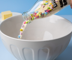 Pouring mix into a bowl