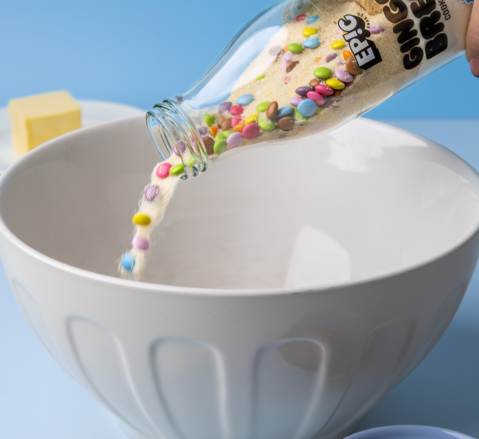 Pouring mix into a bowl