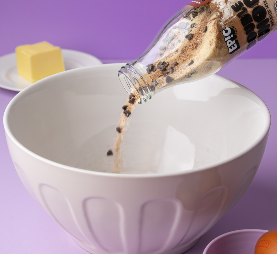 Pouring mix into a bowl